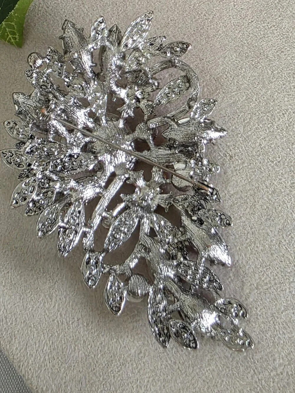 Vintage Style Ruby Red AB Rhinestone Floral Brooch Pin | Large Statement Pin